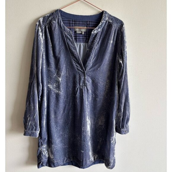 Anthropologie Womens 3/4 Sleeve Velvet Oversize Dress Gray Blue Size Small - Picture 9 of 11